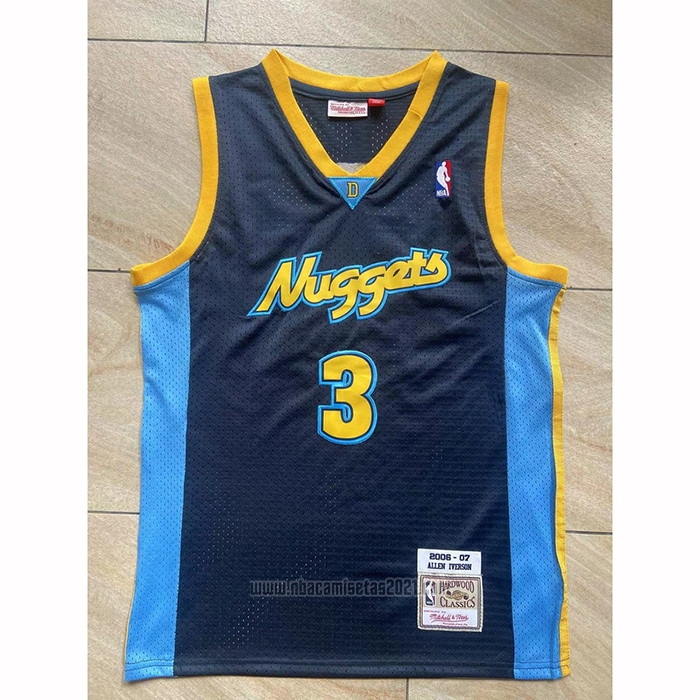 Camiseta Denver Nuggets Allen Iverson #3 Mitchell & Ness 2006-07 Azul2
